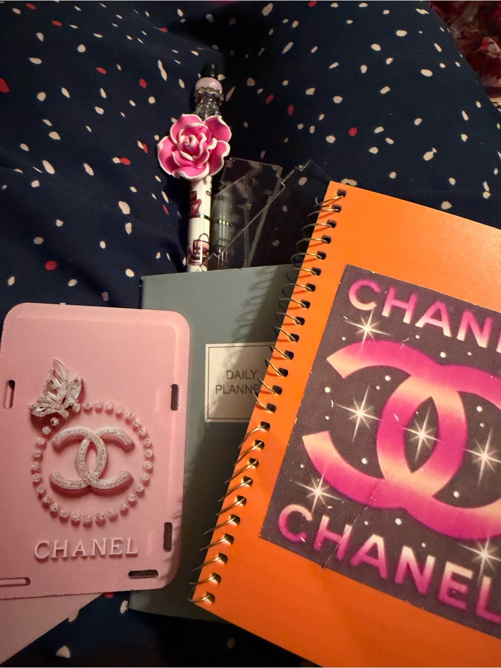Logo Notebook, date, book pen, and pen/pencil or makeup brush holder Set